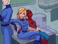 artist:hopethishelps fantastic_four handjob invisible_woman marvel mister_fantastic peter_parker reed_richards spider-man sue_storm // 1117x849 // 1.1MB