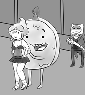 adventure_time artist:sally_two_hands cinnamon_bun finn_mertens flame_princess // 600x666 // 159KB