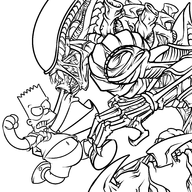 alien artist:lefthandblack bart_simpson bartman crossovers lefthandblack the_simpsons xenomorph // 3000x3000 // 1.5MB