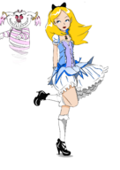 alice alice_in_wonderland cheshire_cat cosplay disney kyubey madoka_kaname puella_magi_madoka_magica // 996x1407 // 309KB