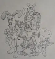 cosplay courage courage_the_cowardly_dog crossovers ghostbusters gromit peanuts scooby scooby-doo snoopy wallace_and_gromit // 1932x2069 // 2.2MB