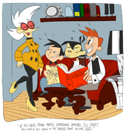 artist:pennc brad_carbunkle my_life_as_a_teenage_robot nora_wakeman parody sheldon_oswald_lee tuck_carbunkle zeigram_(colors) // 651x707 // 333KB