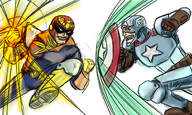 captain_america captain_falcon crossovers f-zero fabulist marvel steve_rogers // 1000x600 // 881KB