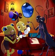 artist:713 crossovers disney dreamworks ethical_bug guillermo_del_toro's_pinocchio jiminy_cricket pinocchio sebastian_j._cricket shrek_(series) // 2480x2497 // 6.9MB