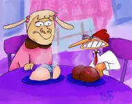 artist:aliensoupbob chicken cow cow_and_chicken personification // 927x729 // 169KB