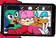 adventures_of_sonic_the_hedgehog amy_rose artist:chadrocco bosom_buddies breezie_the_hedgehog genosaurer_(colors) rouge_the_bat selfie sonic_the_hedgehog_(series) // 2449x1679 // 904KB