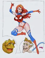 artist:ronry_drawdude ben_grimm fantastic_four invisible_woman marvel mary_jane_watson mister_fantastic parody reed_richards thing // 900x1177 // 343KB