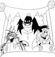 captain_caveman captain_caveman_and_the_teen_angels crossovers fred_flintstone primal spear the_flintstones // 2894x3012 // 1.1MB