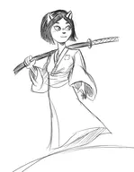 artist:dravotnogg crossovers dark_horse dc katana usagi_yojimbo // 1495x1921 // 438KB