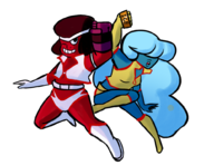 artist:tapioca cosplay dirty_pair kei ruby sapphire steven_universe yuri // 1000x772 // 421KB