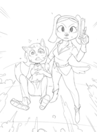 artist:dbaru brandy_and_mr_whiskers brandy_harrington caturday cosplay crossovers kitty_katswell tuff_puppy // 1251x1709 // 652KB