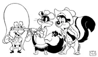 artist:anthropolog_itr looney_tunes penelope_pussycat pepe_le_pew yosemite_sam // 1522x888 // 451KB