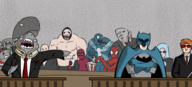 alfred_pennyworth artist:5h1ft bane batman bruce_wayne crossovers daredevil dc deadpool eddie_brock marvel mr_freeze peter_parker spider-man venom // 1880x851 // 1.6MB