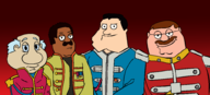 american_dad cleveland_brown cosplay crossovers family_guy larry_&_steve larry_cummings peter_parker the_beatles the_cleveland_show the_life_of_larry // 1000x452 // 52KB