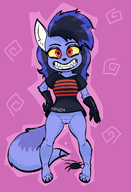 artist:stupidgnoll batsy_and_blue_evil_adventures blue bottomless caturday // 1200x1754 // 714KB