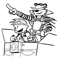 artist:lhk calvin calvin_and_hobbes hobbes parody tengen_toppa_gurren_lagann // 600x599 // 175KB