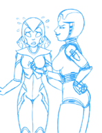 artist:liquidmark-alpha boob_grope crossovers kaijudo sasha silica starchaser_the_legend_of_orin // 593x768 // 224KB