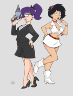 amy_wong artist:yoto cosplay cutie_honey futurama honey_kisaragi natsuko_aki turanga_leela // 1500x1992 // 656KB