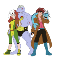 artist:hopethishelps crossovers gambit machoke marvel pokemon rogue vaporeon x-men // 1841x1787 // 645KB