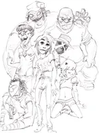 2d andre_3000 artist:hatebit cyborg_noodle del_tha_ghost_rapper gorillaz murdoc_niccals noodle russel_hobbs // 750x1000 // 579KB