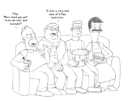 artist:el_barto bob's_burgers bob_belcher crossovers family_guy hank_hill homer_simpson king_of_the_hill peter_griffin the_simpsons // 1080x810 // 252KB