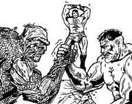 artist:turkenjamez bruce_banner crossovers dc flex_mentallo hulk marvel swamp_thing // 1033x813 // 683KB