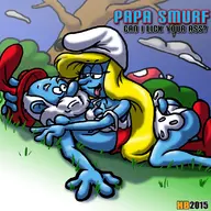 artist:hentaiboy papa_smurf smurfette smurfs // 819x819 // 196KB