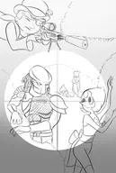 artist:713 comics crossovers lapis_lazuli lucky_charms lucky_the_leprechaun pearl peridot predator steven_universe yautja // 1642x2435 // 301KB