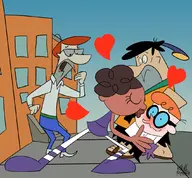 artist:knullmannen crossovers dexter dexter's_laboratory fred_flintstone george_jetson mee_mee the_flintstones the_jetsons // 1071x991 // 645KB