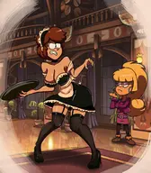 artist:gearfae dipper_pines gravity_falls maid pacifica_northwest rule_63 // 1399x1600 // 372KB