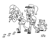 artist:lhk cosplay inspector leni_loud lily_loud luan_loud pink_panther sergeant_deux-deux the_loud_house the_pink_panther_show // 1000x800 // 98KB