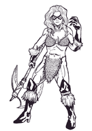 artist:turkenjamez black_cat dynamite felicia_hardy fusion marvel red_sonja // 711x1011 // 321KB