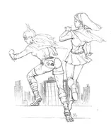 artist:impokochan batgirl dc kara_zor-el stephanie_brown supergirl // 1578x1924 // 306KB