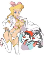 animaniacs artist:grubberpix cosplay haruka hello_nurse senran_kagura wakko_warner yakko_warner // 830x1100 // 142KB