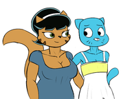 artist:zambs caturday crossovers mrs._katswell nicole_watterson the_amazing_world_of_gumball tuff_puppy zeigram_(colors) // 2400x1800 // 701KB