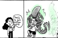 alien artist:sandanon comics crossovers david david's_marra frida hilda_(series) marra xenomorph // 952x629 // 509KB