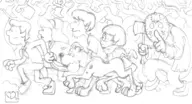 artist:anthropolog_itr crossovers daphne_blake fred_jones friday_the_13th jason_voorhees scooby scooby-doo shaggy_rogers velma_dinkley // 1256x680 // 248KB
