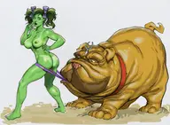artist:ronry_drawdude coppertone inhumans lockjaw marvel nude parody she-hulk // 1500x1099 // 508KB