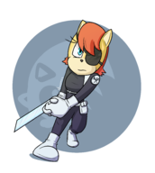 artist:diko_mics cosplay marvel nick_fury sally_acorn sonic_the_hedgehog_(series) // 2600x2900 // 305KB