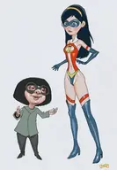 artist:ronry_drawdude edna_mode pixar the_incredibles violet_parr // 1000x1444 // 354KB