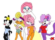 animaniacs artist:jk babs_bunny dot_warner fifi_la_fume looney_tunes minerva_mink shirley_mcloon tiny_toon_adventures // 900x656 // 109KB