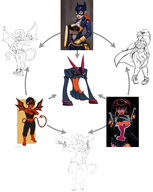 artist:lefthandblack artist:liefeldianabomination avatar:_the_last_airbender barbara_gordon batgirl body_bags dark_horse dc demon_toph fusion kill_la_kill lefthandblack panda_delgado senketsu toph_beifong // 2137x2680 // 1.5MB