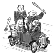 addams_family artist:lhk gomez_addams grandmama lurch morticia_addams pugsley_addams uncle_fester wednesday_addams // 900x900 // 259KB