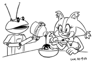 artist:lhk crossovers smash smash_martians sonic_boom sonic_the_hedgehog_(series) sticks_the_badger // 1000x700 // 210KB