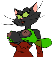 artist:flaminhotcheatoes artist:redout boob_grope caturday jessica_cat jungle_show topless // 1290x1413 // 372KB