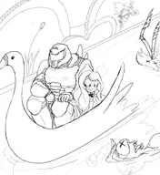 charlie_morningstar crossovers doom doomguy hazbin_hotel // 2200x2400 // 1.1MB