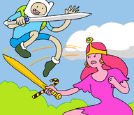 adventure_time artist:die_ms_paint_meister finn_mertens finn_sword princess_bubblegum // 1113x959 // 65KB