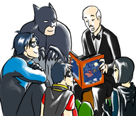 alfred_pennyworth batgirl batman cassandra_cain dc dick_grayson nightwing robin tim_drake // 570x488 // 238KB