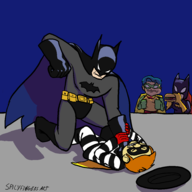 artist:spiceman barbara_gordon batgirl batman bruce_wayne crossovers dc dick_grayson hamburglar mcdonald's robin // 4000x4000 // 561KB