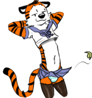 artist:terrible_the_drawfag calvin_and_hobbes crossdressing hobbes zeigram_(colors) // 737x785 // 261KB